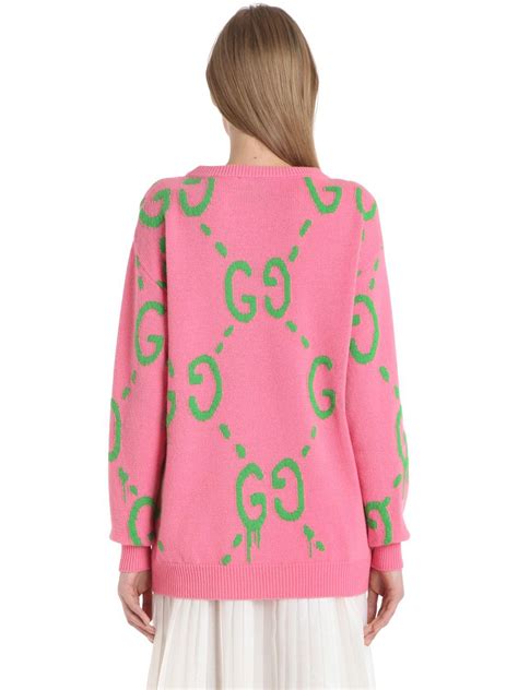 gucci pink logo sweater